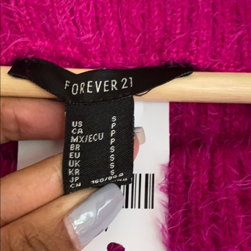 NWT PINK FUZZY OFF THE SHOULDER SWEATER - Picture 3 of 8